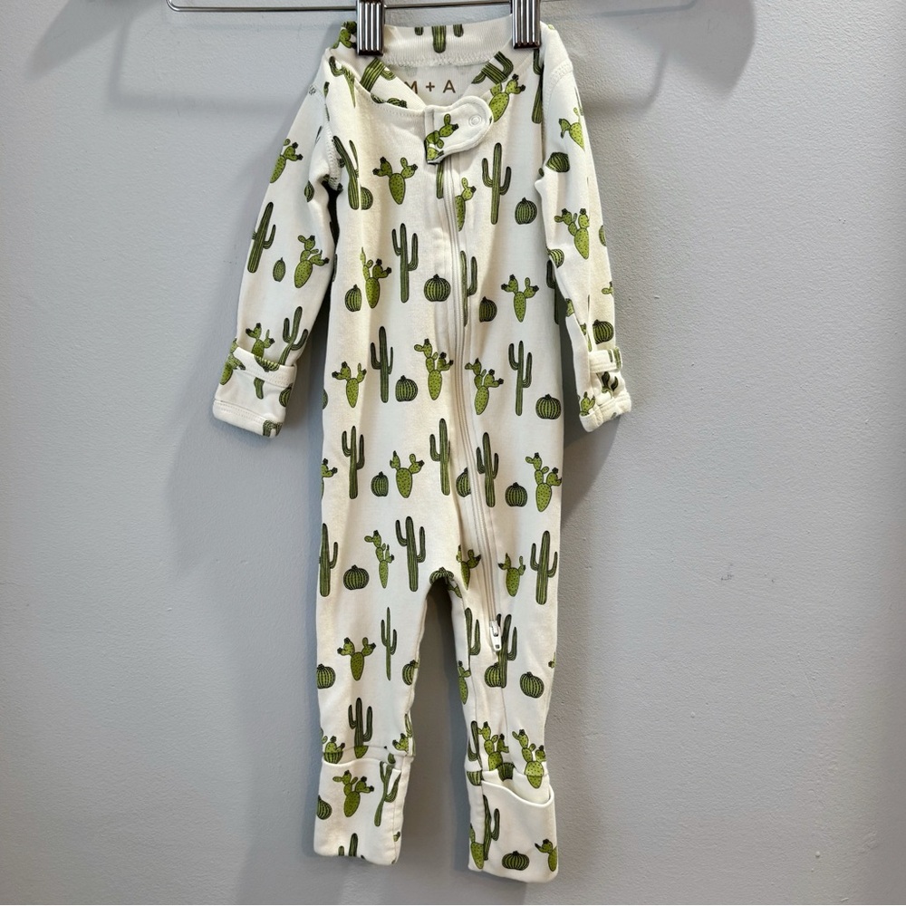 Monica + Andy 3-6 Months Organic Cotton One Piece Zip Up Coverall Cactus Print